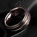TUSEN JEWELRY Mens Wedding Band 8mm Espresso Brown Brushed Thin Rose Gold Groove Step Edge Tungsten Ring