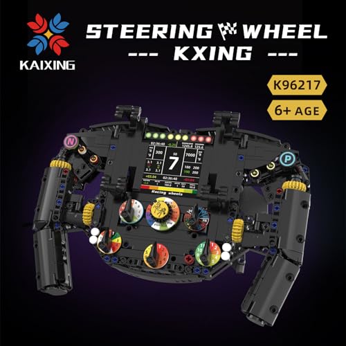 Pagotho Racing Simulator - Steering Wheel Building Game, STEM Engineering Toy with Function Buttons, Display Panel and Shift Levers, Adult Gift (A)