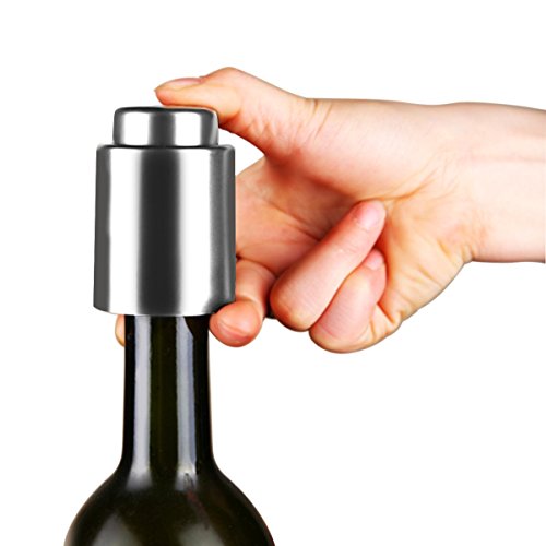 Vacare Vacuum Wine Stopper - Wine Stopper to Remove Air and Vacuum Seal Open Wine Bottle for over 10 Days Vacuum Wine Preserver - Vacuum Wine Saver S/Steel Wine Preserver 1pack