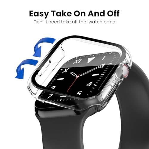 Delidigi 3 Pieces Protective Apple Watch Series 6/Series 5/Series 4/SE 40mm, Ultra Thin PC Case, with Full Tempered Glass Screen Protector Protective Case for iWatch (Transparent)