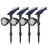 JSOT Solar Spot Lights, Outdoor 18 LED Landscape Lamps Super Bright Spotlight Waterproof Flood Lamp with Motion Sensor for Deck Yard Garden Garage Driveway (White - 4 Pack)