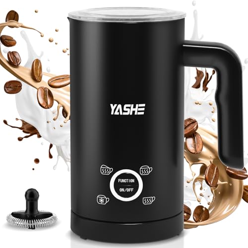 4 en 1 Espumador y Calentador de Leche Eléctrico 500W, 300ml para Espuma Caliente/Fría, Ideal para Café, Capuchino, Latte, Macchiato, Silencioso, Revestimiento Antiadherente, Fácil Limpieza