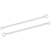 1pc Adabele Authentic 925 Sterling Silver Round Link Cable Chain Extender Clasp Strong Removable Adjustable 3 inch Extension for Necklace Bracelet Anklet Jewelry Making SS105-3