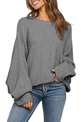 Mafulus Women's Oversized Crewneck Sweater Batwing