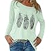 Mlide Womens Long Sleeve T-Shirt Casual Oversize Printed Blouse Loose Round Neck Top Tee Greenthumb 1