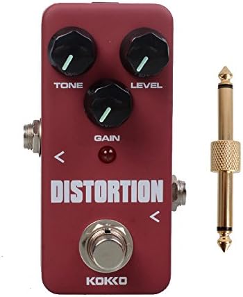 KOKKO FDS2 Mini Portable Distortion Guitar Effect Pedal With Gold Straight Pedal Connectors,MusicOne