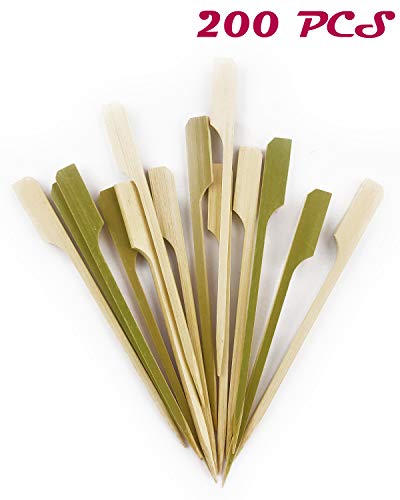 Agreatca 200 PCS 4.7 inch Bamboo Paddle Picks,Bamboo Paddle Skewers,Barbecue Stick,Bamboo Paddle Pick Skewer,Decoration for Party Food,Appetizer,Dessert,Fruit