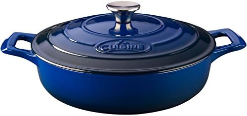 La Cuisine Saute  3.75 Qt Enameled Cast Iron Covered Dutch Oven, Blue