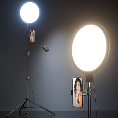 Weilisi 10.5" Ring Light with 69" Tripod Stand & Phone Holder | Full-Screen Ringlight Tripod Stand for Video Recording, TikTok, Dimmable LED Selfie Ring Light Tripod for Phone with Remote