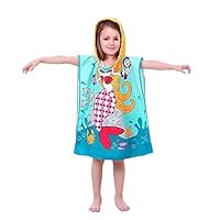 AYUQI Kids Poncho Towel for Bath Beach Swimming Hooded Towel, Kids Soft Cartoon Bathrobe Fast Drying Towel for Girls