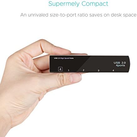 VyFky 4 port USB 2.0 Mirror Surface Mini Hub for Macbook, Mac Pro / mini, iMac, Surface Pro, XPS, Notebook PC, USB Flash Drives, Mobile HDD, and More