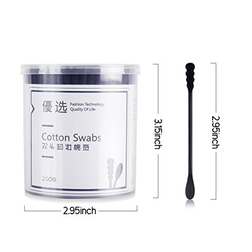Lameila 200Pcs Cotton Swabs Black Double Tipped Cotton Buds Spiral Head Multipurpose Safe Highly Absorbent Hygienic Cleaning Sterile Sticks - Thumbnail 6