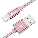 Aimus 4FT Phone Charger Cable, Nylon Braided Data Cable Line USB Charger Cable Gaming Charging Cable Cord Compatible for iPhone X/8/8 Plus/7/7 Plus/6/6s/5/5S, iPad and iPod-Rose Gold