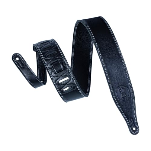Levys 2.5 inch 3 Layer Premium Top Grain Super Soft Garment Leather Guitar Strap - Black
