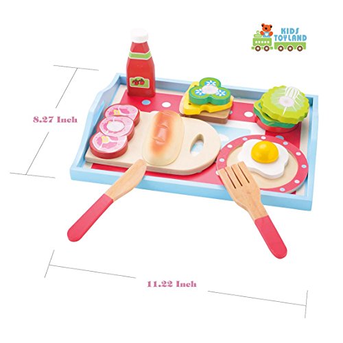KIDS TOYLAND Play Food for Toddlers Kids Wooden New Breakfast Sandwich Set Pretend Food (15pcs) By