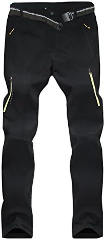 Mens Outdoor Windproof Lightweight Pants Quick Drying Breathable Hiking Climbing Trousers 1121 Black Large