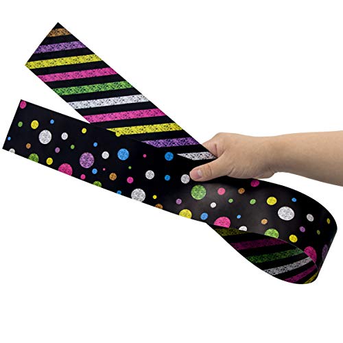 Colorful Chalkboard Bulletin Board Confetti-Themed Double Side for Classroom Decoration