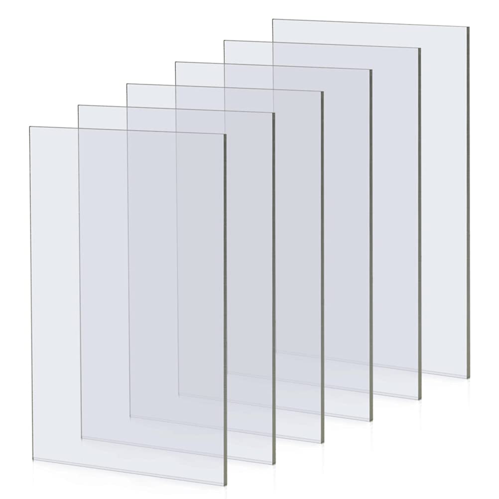 5X7 inch Rectangular Acrylic Sheet 6 Packs, Transparent Acrylic Sheets,Perspex Clear Acrylic Plastic Sheet, Transparent Material Mylar Template Sheets for Picture Frame Glass