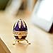 Apropos Hand-Painted Mini Faberge Egg with Rich Enamel and Sparkling Rhinestones Jewelry Trinket Box (Purple)