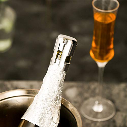 Chohey Champagne Bottle Stopper,4 Pack Stainless Steel Sparkling Wine Bottle Plug Sealer Set ,Champagne Accessories