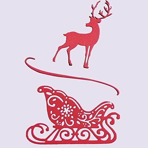 Metal Dies for Scrapbooking - 3 Pcs Metal Cutting Die Christmas Deer Sledding Dies for DIY Scrapbooking Paper Card Template