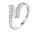 dufu-beauty-store. Charming Stylish Silver Plated Brass Finger Rings Inlay Zircon Luxury Wedding Party Open Ring for Women primary