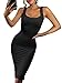 BEAGIMEG Women's Sexy Bodycon Sleeveless Pencil Knee Length Club Tank Dress, Black, Medium