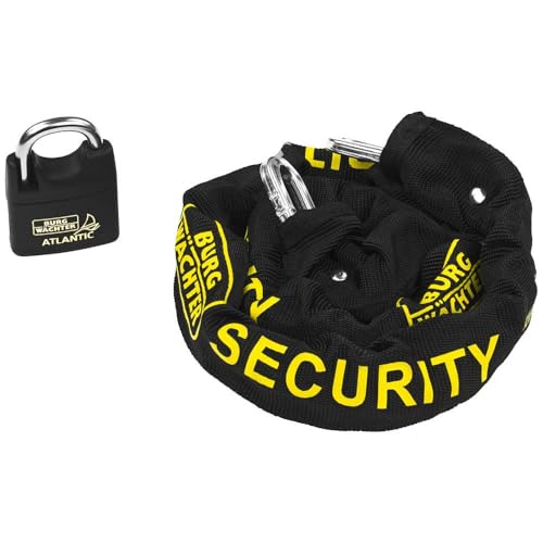 BURG-WAECHTER, Chain Combination, Hardened Square Chain and Padlock, Chain Length: 90 cm, Thickness: 6 mm, SKM 6/90/Ni40 , Black
