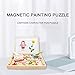 Siwo Wooden Magnetic Puzzles, Cartoon Characters Design Magnetic Art Easel anmial for Education Learning Toys