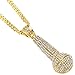 Xusamss Hip Hop Stainless Steel Microphone Pendant Crystal Necklace with 24 Inch Chain