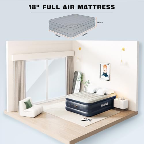 Matelas Gonflable 2 Personnes avec Pompe Intégrée 195x143x46cm
