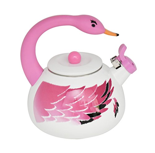 HOME-X Pink Flamingo Whistling Tea Kettle, Animal Teapot, Kitchen Accessories and Décor