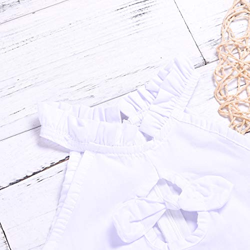 Kids Baby Girls Outfits White Sleeveless Crop Tops with Bow+Striped Tutu Ruffled Shorts Skirts Dress Summer Clothes Set (Striped Skirts, 2-3 Years) - Thumbnail 6