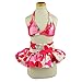Fitwarm Floral Dog Bikini Set, Hawaiian Beach Swimsuit, Summer Dog Clothes for Small Dogs Girl, 2 Piece Dog Suit for Swimming and Bathing, Pet Luau Outfit, Cat Skirt, Rose Pink, XS