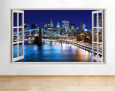 New York City Nyc City Landscape Skyline Window View Wall Decal 3d Art Stickers Children S Bedroom Boy Decor Decals Stickers Vinyl Art Decor Decals Stickers Vinyl Art