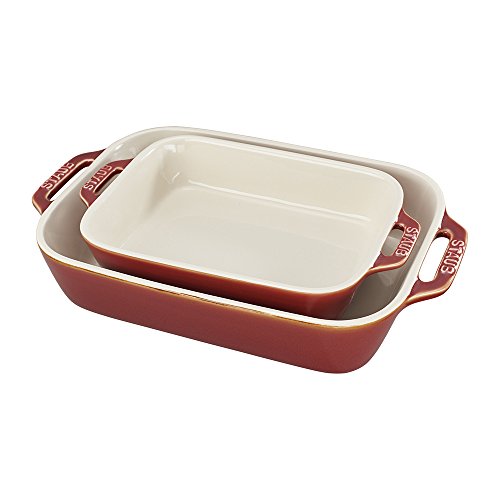 Staub 40511-923 Ceramics Rectangular Baking Dish Set, 2-Piece, Rustic Red