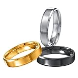 Areke 6mm Titanium Mens Wedding Band Rings,Women Matte Polished Engagement Finger Ring Size 6-14 Set of 3