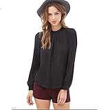 Elegant Women Long Sleeve Casual Chiffon Solid Blouse Shirt Top