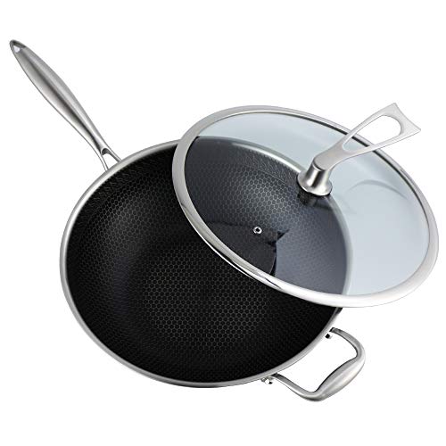 304 Stainless Steel Wok Pan,Full Stainless Steel Wok Pan,Non