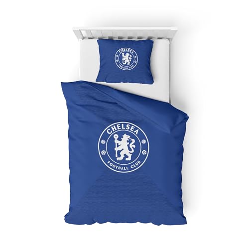 FOCO Officially Licensed FC Football Single Duvet Pillowcase Set Essential Design Fan Merchandise (Chelsea)