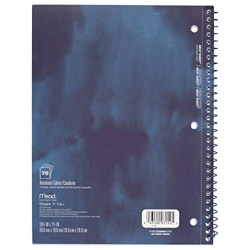 Mead Spiral Notebook, 1 Subject, College Ruled Paper, 70 Sheets, 101/2