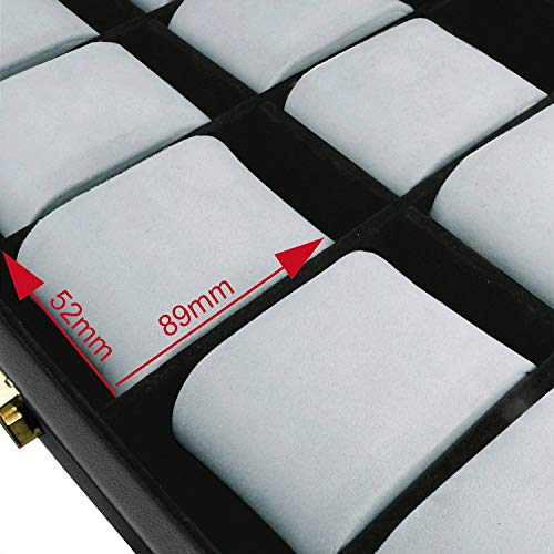 Ikee Design Deluxe Black Watch Display Case With Key Lock, Clear Glass