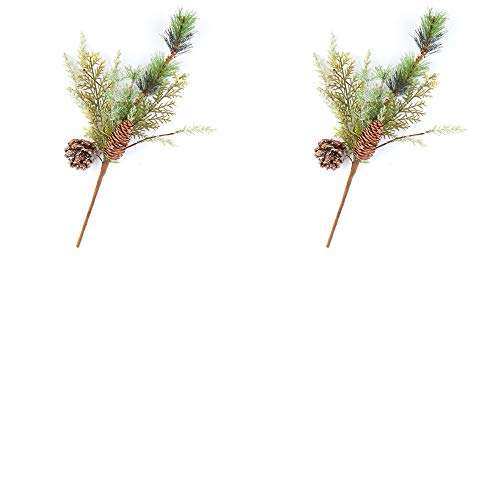 Sparkling Frosted Mixed Pine Sprays with Pine Cones | 2 Sprays | for Indoor Decor