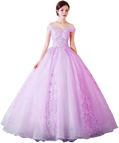 Okaybrial Women's Sweet 16 Quinceanera Dresses Blush Pink Off Shoulder Lace Long Prom Ball Gowns Plus Size