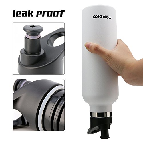 TOPOKO 25 OZ Vacuum Insulated Stainless Steel Sport Water Bottle With Bite Valve Lid, Double Wall, Sweat & Leak Proof Thermos, Water Bottle (Piano White Bite Valve) - Thumbnail 7