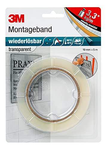 3M Double Coated Removable Foam Tape 4658F, 19 mm x 5 m, 0.8mm, 1 Roll