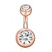 Ruifan 3PCS 14G 6mm 1/4 Inch 316L Surgical Steel CZ Short Belly Earring Navel Button Rings Set - Rose Gold
