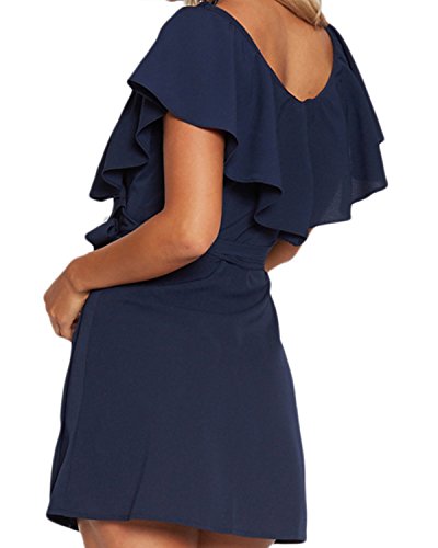 YOINS Kleid Damen Sommer Kurz V-Ausschnitt Schulterfrei Kleider Elegant Strandkleider Minikleid Partykleider – Bild 4