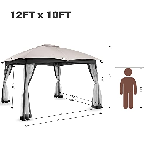 FAB BASED 10x12 Gazebo for Patio, Double Vent Canopy Gazebo with