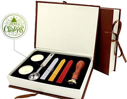 Fumemo シーリング スタンプ ワックス ふうろう 封筒 手紙 招待状 メッセージ カード ビン 容器 封印 文房具 シール スプーン ロウソク 収納 ケース 付き クリスマス